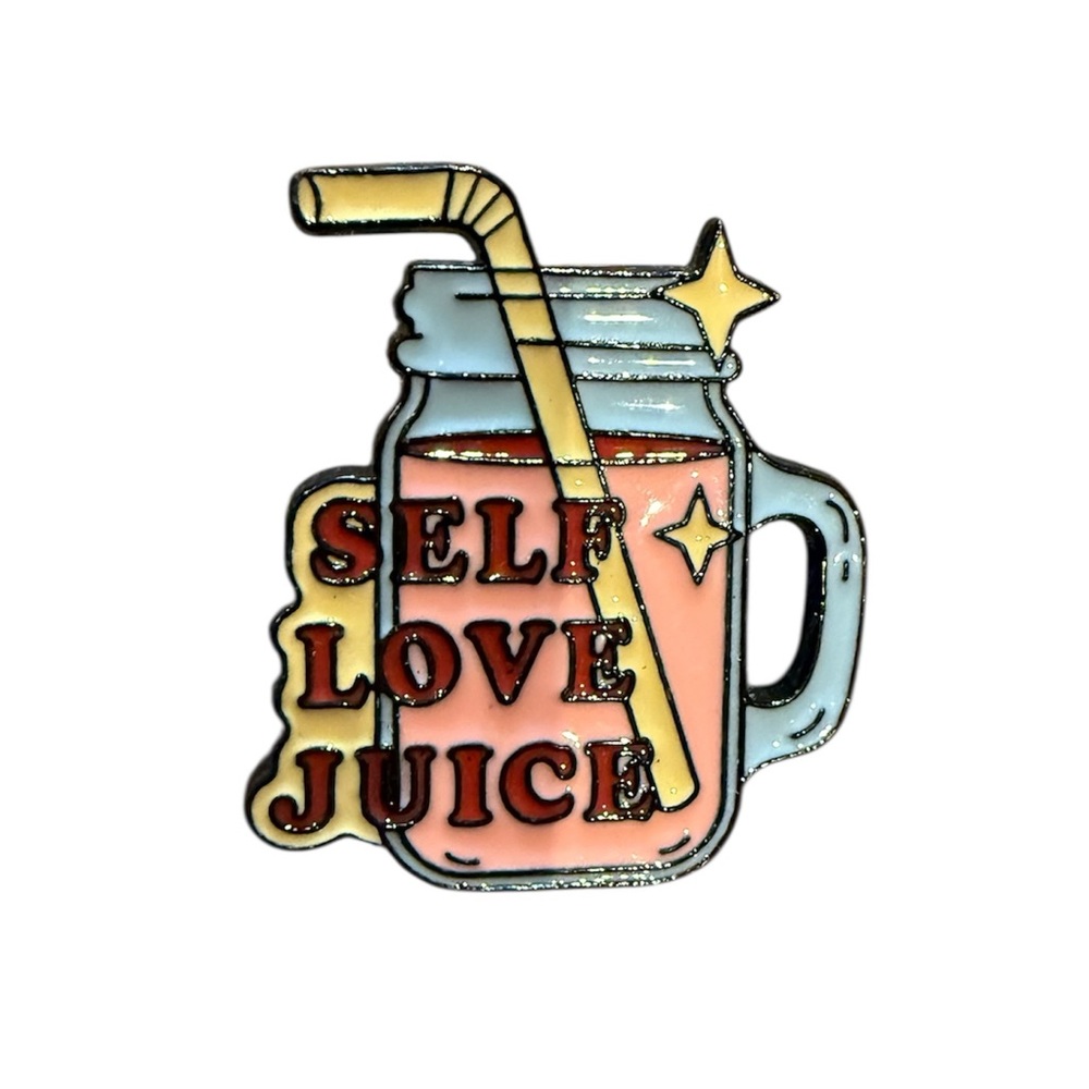 ☮️” Self Love Juice” Enamel Pin – Positive Affirmation Aesthetic Accessory